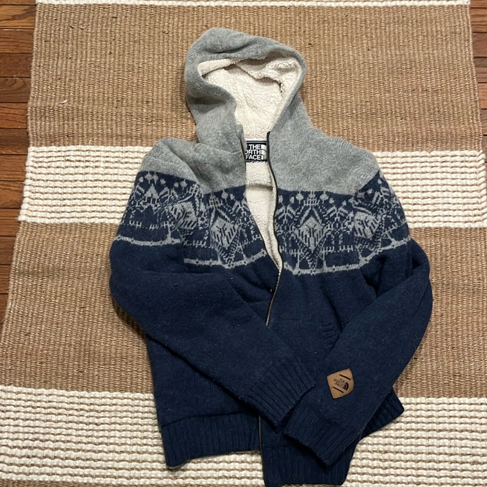 North Face fleece lined wool hoodie